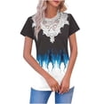 thumbnail image 2 of Odbmxy Womens Blouses Short Sleeve Lace Summer Women Tops Graphic Office Loose Casual Fancy Tops, 2 of 5