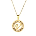 thumbnail image 2 of Kripyery Women Round Pendant Necklace Gold Color A-Z 26 Letter Inlaid Rhinestone Clavicle Chain Jewelry Gifts, 2 of 8