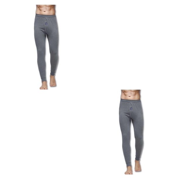 Guardurnaity Pantalones de ropa interior térmica para hombre, mallas cómodas de algodón de Color sólido para otoño e invierno, parte inferior Gris oscuro METRO 2piezas