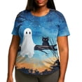 thumbnail image 2 of Qzwdhjm Womens Plus Size Halloween Shirts Short Sleeve Spooky Season Ghost Graphic Tee Crewneck Loose Casual Tshirts for Halloween Party, 2 of 5