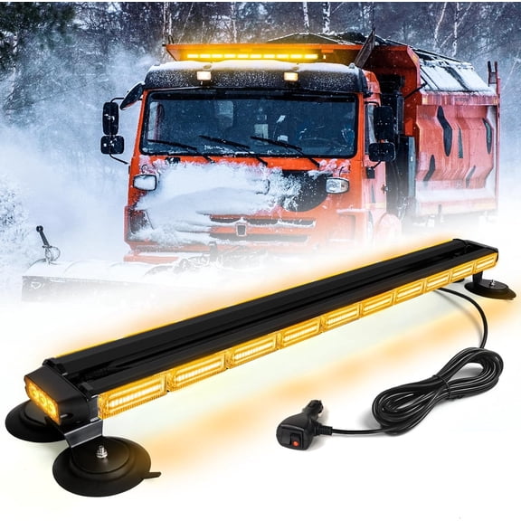 HRT 42" Roof Top Strobe Light Bar, Amber, Emergency Warning Flashing Traffic Advisor, Magnetic Base for Safety Vehicles Tow Trucks