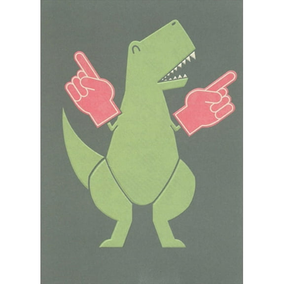 Recycled Paper Greetings Dinosaur Wearing Foam Fingers Funny / Humorous Boss's Day Card