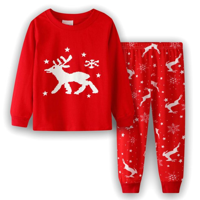 Pijamas para bebés, pijamas de Navidad, ropa para niños, conjunto para niñas, ropa de dormir para niños, pijamas de manga larga, trajes de primavera y otoño 130 (7T) Gao Jinjia LED