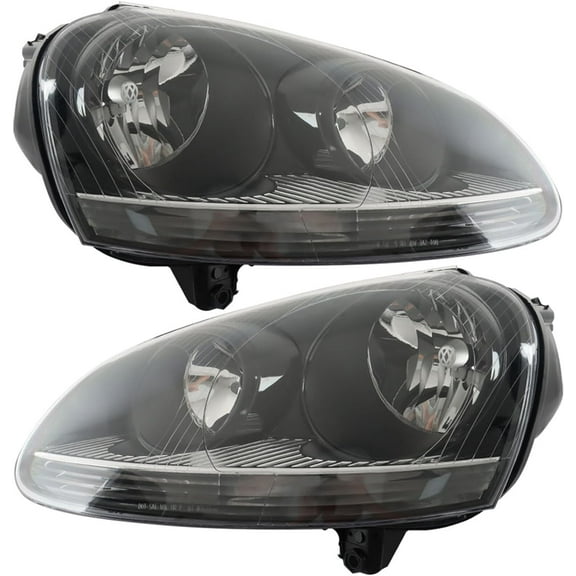 SHZAITOR 1 Pair Headlights for 2006 2007 2008 2009 GTI/Rabbit Headlamp Halogen Black Driver & Passenger Side 1K6941005S | 1K6941006 |