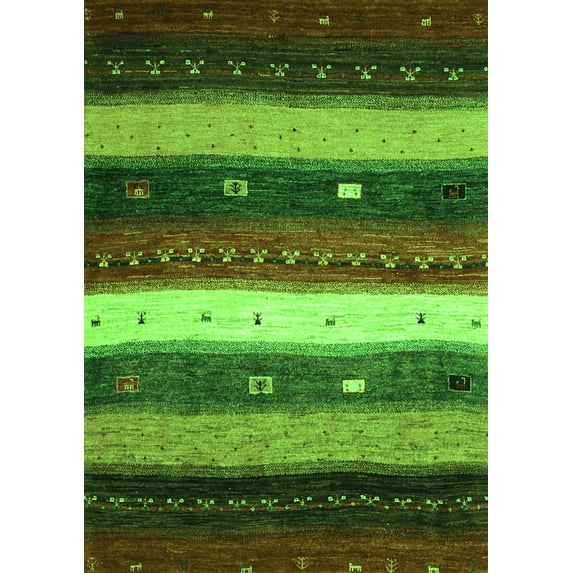 Ahgly Company Indoor Rectangle Abstract Green Contemporary Area Rugs, 8' x 10'