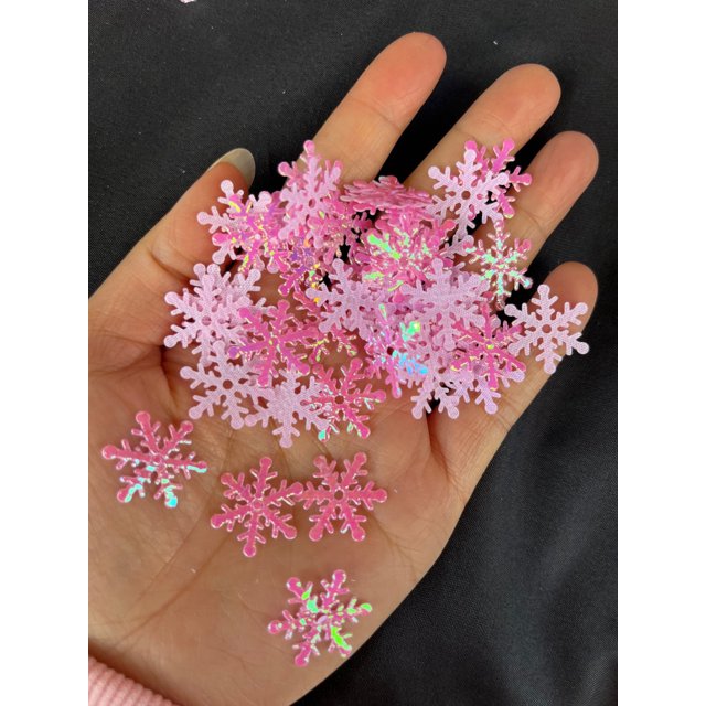 Decoración navideña con copos de nieve para árbol de Navidad, fiesta de bodas, hielo y nieve, confeti, bricolaje, decoración navideña hecha a mano