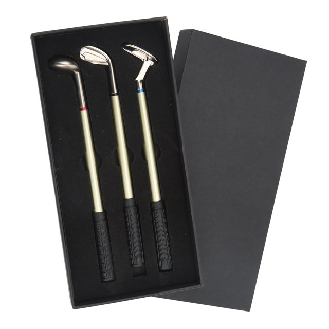 Golf Club Putter Pen Set Zinc Alloy Aluminum Alloy Desktop Accessories with Storage Box for Golf Enthusiasts