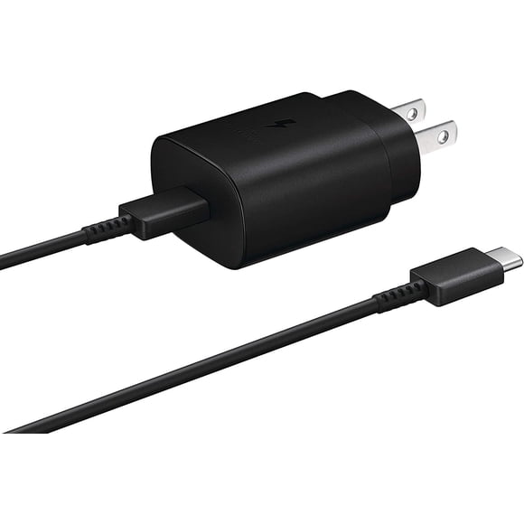 Samsung Cargador Rápido de 25 W con Cable, Enchufe de Pared y Cable, Color Negro (Versión Estadounidense), Embalaje a Granel.