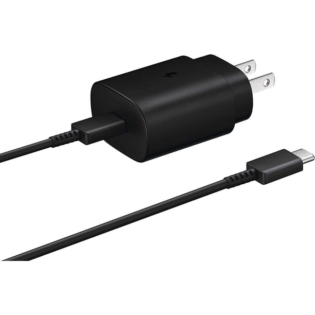 Samsung Cargador Rápido de 25 W con Cable, Enchufe de Pared y Cable, Color Negro (Versión Estadounidense), Embalaje a Granel.