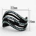 thumbnail image 3 of Womens Black Blue Waves Ring Anillo Para Mujer Stainless Steel Ring with Top Grade Crystal in Sea Blue Lazio, 3 of 4