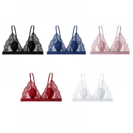 

5pcs Women Ultra-thin Cup Bra Triangle Cup Padded Bra Lace Embroidery Lingerie Adjustable Shoulder Strap 3/4 Cup Bra