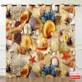 thumbnail image 3 of Conch Starfish Curtains, Beach Theme Seashell Coastal Nautical Print Pattern Waterproof Grommet Window Drapes for Bedroom Kitchen Bathroom Window Small Closet Cafe 2 Panels W27.5 x L39, 3 of 6