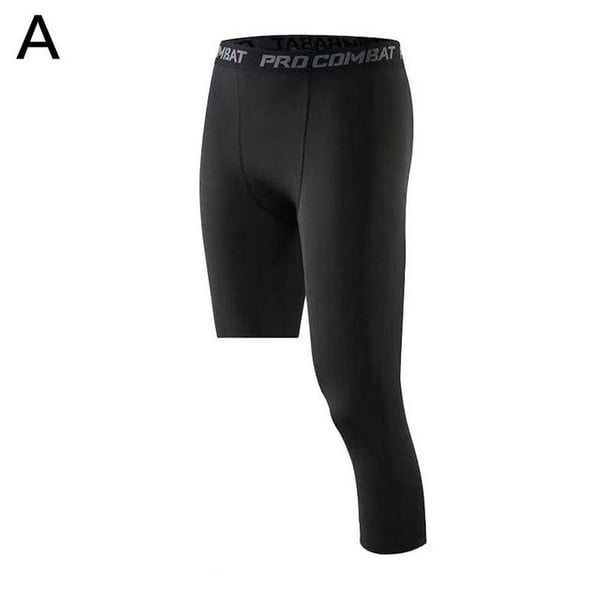 Men's 3/4 Compression Pants One Leg Tights Athletic Basketball Layer ...