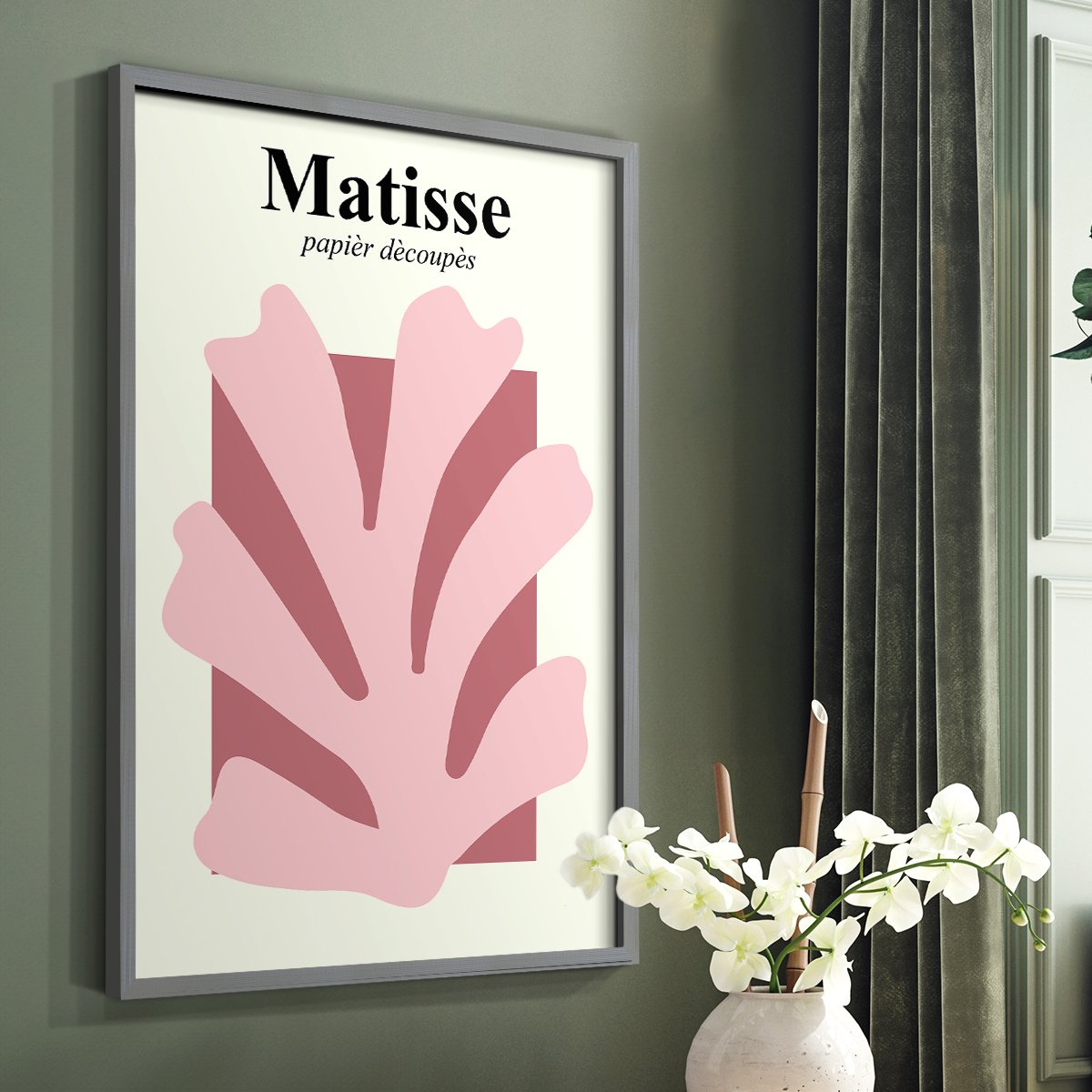 Matisse CCCLV in Gray Solid Wood 22 x 28 Framed Print