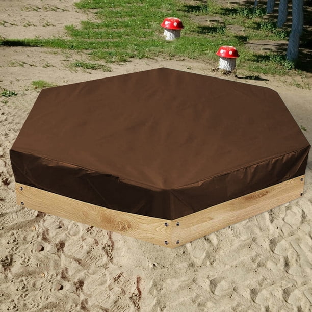 Cubierta de arenero infantil hexagonal multicolor con parasol para piscina de jardín