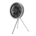 thumbnail image 3 of Ventilador de camping con luz de 3 niveles, batería recargable de 10000 mAh, ventilador de tienda de campaña de 3 velocidades con gancho, trípode, ventilador de mesa portátil, color gris, 3 of 15