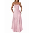 thumbnail image 3 of Women'S Maxi Dress Jacquard Formal Evening Gown Elegant Wedding Guest Party Dress Pink M, 3 of 7