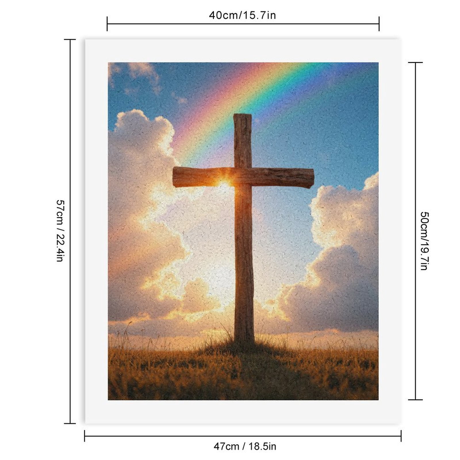 Paint by Numbers Kit for Adults, Sunset Wooden Cross Rainbow Sky Paint by Numbers, Easy Paint by Numbers Kit for Adults Beginner, DIY Adult Paint by Number Kits on Canvas, Home Decor