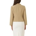 thumbnail image 4 of INSPIRE CHIC Women's Blazer Open Front Wear-to-Work Summer Crop Suit Jacket L Light Khaki-Solid, 4 of 7