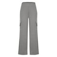 thumbnail image 4 of VgaVtl Pants for Women Fall Wide-Leg Full Length High Waist Gray Womens Fall Cargo Pants Solid Slim Yoga Pants, 4 of 8