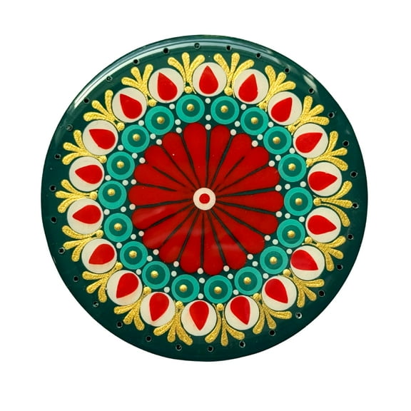 100% Handcrafted Wooden Basket Bases with Stunning Mandala Designs and Holes for Pine Needle Baskets, Wind Chimes, and Other Crafts; 4 Inches Diameter; Drilled Basket Bottoms