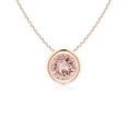thumbnail image 1 of Angara Collier en Morganite Naturel - Pendentif Solitaire Rond en Morganite avec Lunette en Or Rose 14K pour Femmes, 1 of 8