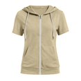 thumbnail image 4 of Short Sleeve Hoodies for Women Summer Fall Lightweight Zip Up Sweatshirt with Pockets Casual Jacket Outerwear, 4 of 7