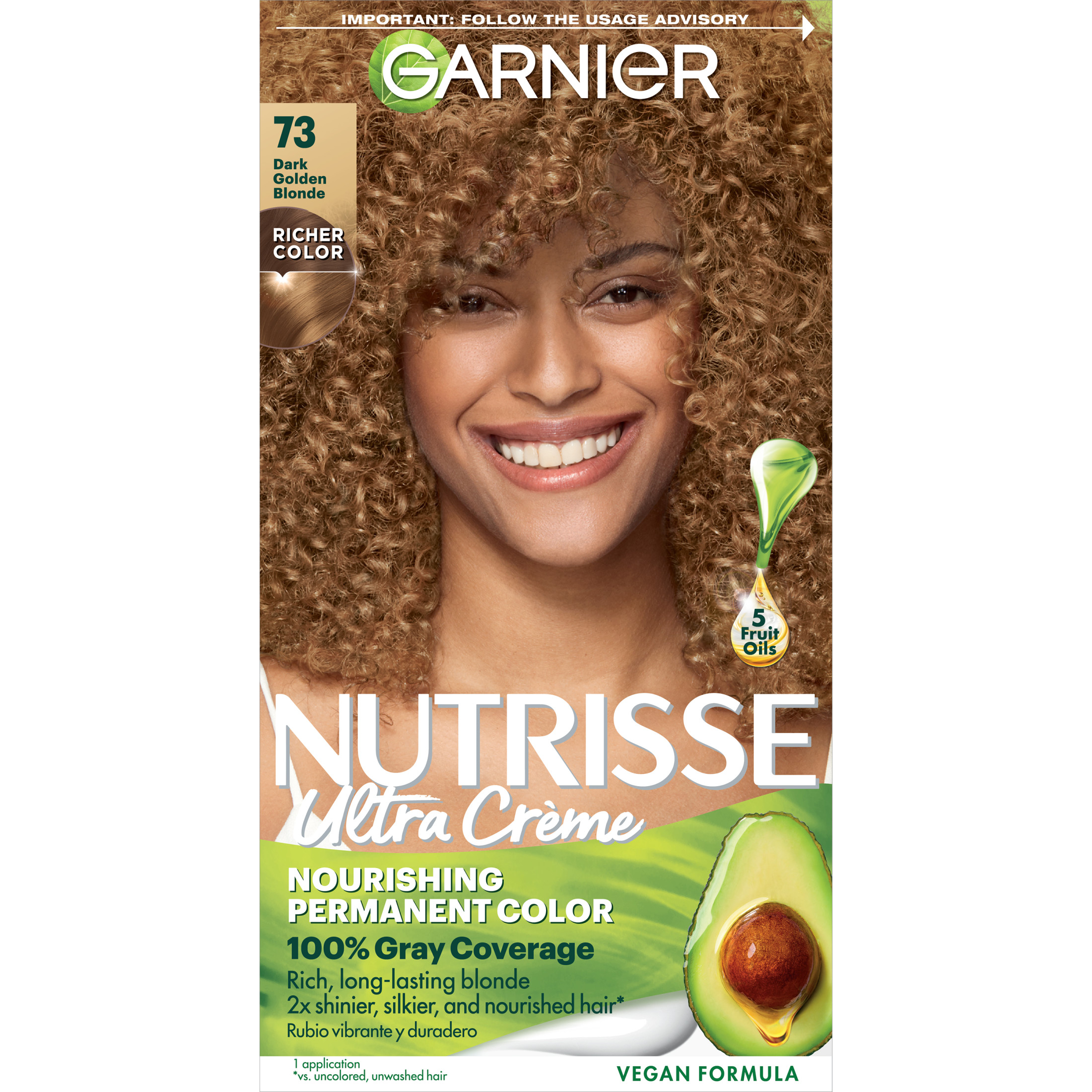 Garnier Nutrisse Nourishing Hair Color Creme, 073 Dark Golden Blonde Honey Dip