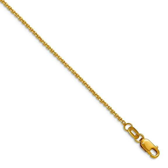 14k Solid Yellow Gold 1.25mm Sparkle-Cut Round Cable Chain Necklace 18 Inch Chain Necklace for Women and Men