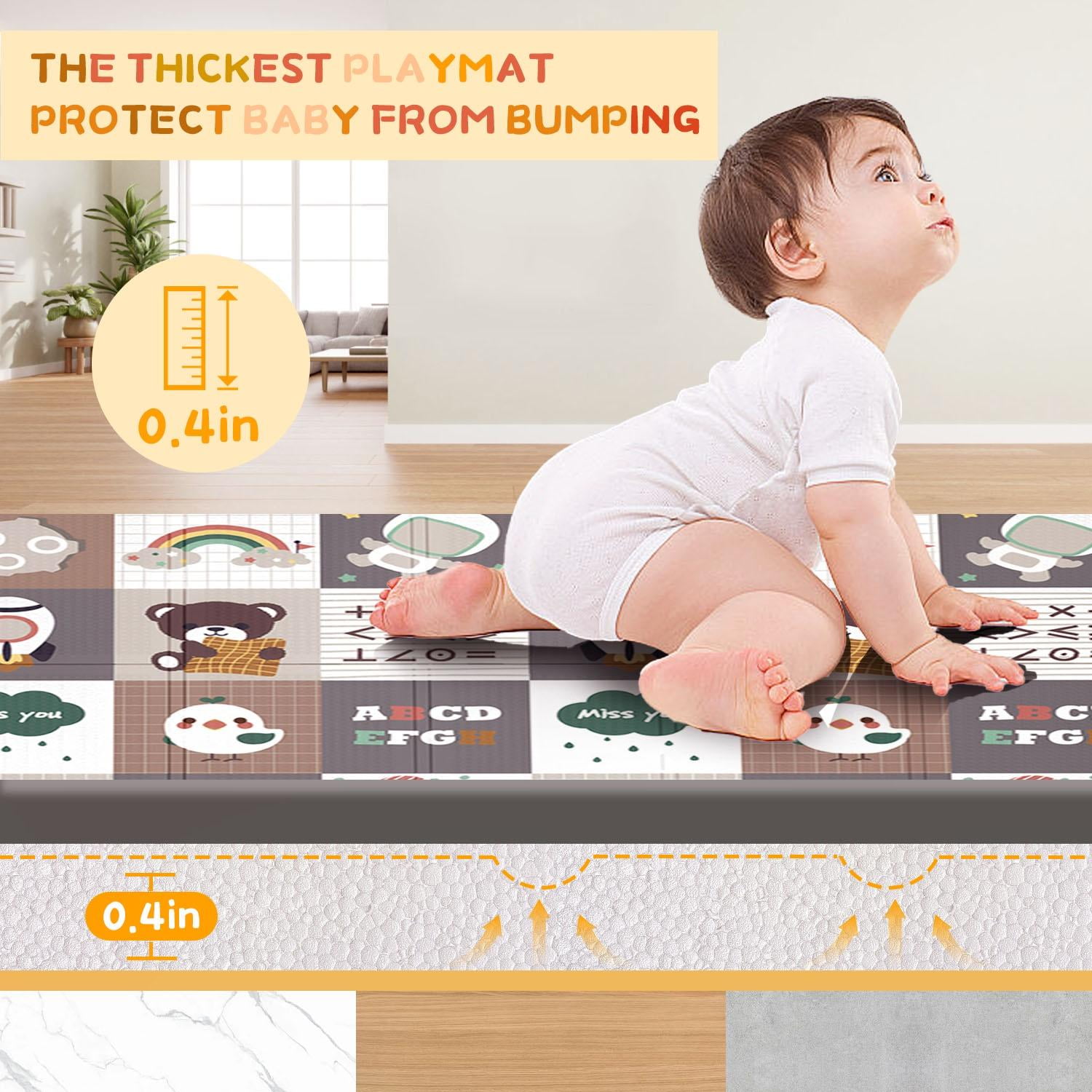 ADHINO Non-Toxic 79"x71" Foldable Waterproof Baby Foam Play & Crawl Mat, Anti-Slip Infant-Toddler Floor Mat
