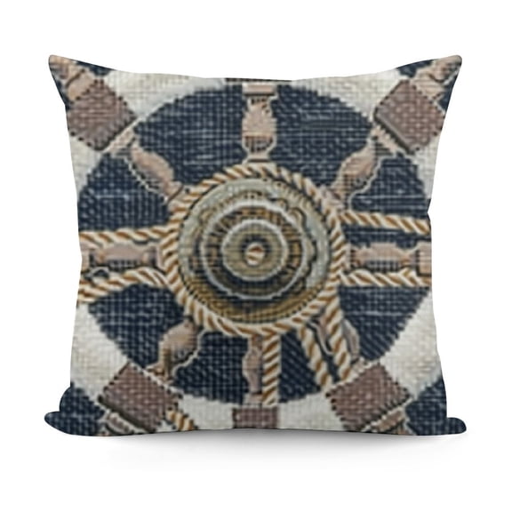 YINGXI  Nautical Rudder Anchor Throw Pillow Covers Denim Texture Navy Blue Decorative Pillows Case Polyester Linen Outdoor Cushion Covers for Couch Sofa Bed Home Decor 12x12in