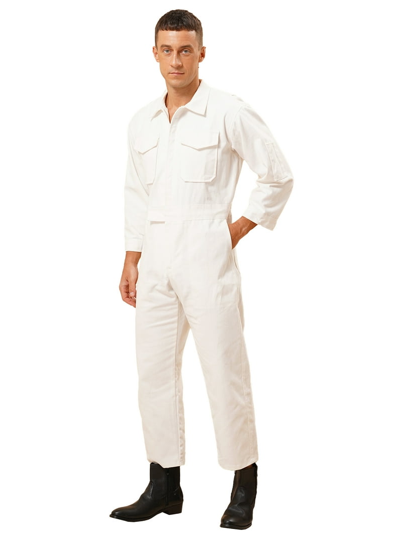 inhzoy Mens One Piece Work Jumpsuit Long Sleeve Zip-Up