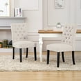 thumbnail image 7 of WestinTrends Hayes Tufted Dining Chairs, Linen Fabric Upholstered Kitchen Dining Table Chairs with Solid Wood Legs, Beige, 7 of 7
