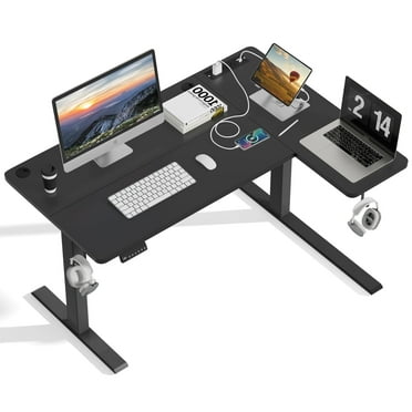 JOZ Electric Standing Desk, Height Adjustable Standing Desk, 24x48 Inches Sit Stand up Desk, with Memory Controller Home Office Desk, Black L Shaped Desk