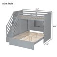 thumbnail image 2 of Harper & Bright Designs L-Shaped Bunk Bed Twin over Full Size with Wardrobe and Bookshelf, Storage Stairway Bunk Bed with USB Charging Station and LED Light for Bedroom, Gray, 2 of 16