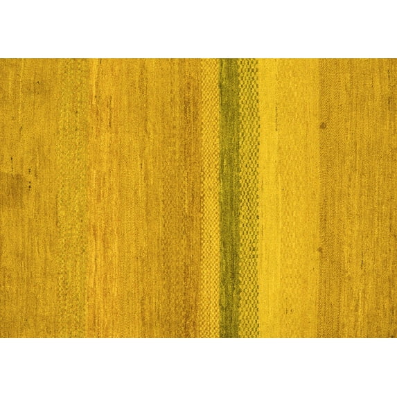 Ahgly Company Machine Washable Indoor Rectangle Abstract Yellow Modern Area Rugs, 4' x 6'