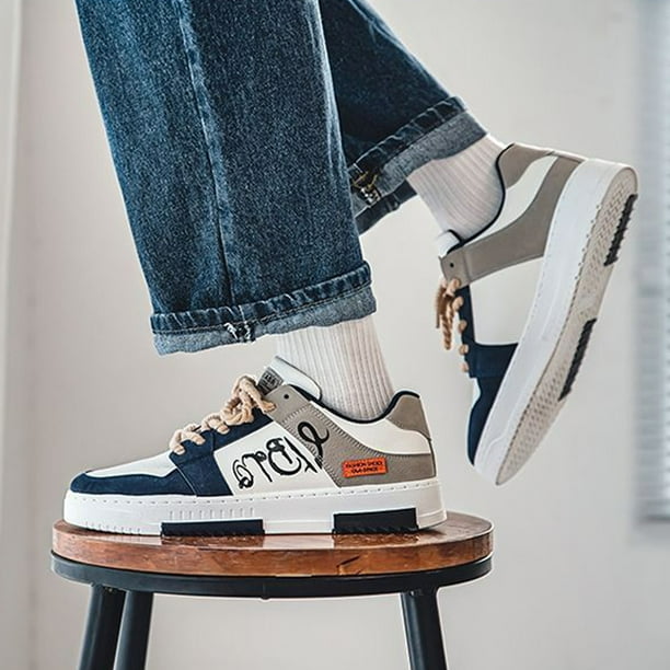Zapatos Deportivos Zapatos casuales para hombre, cómodas Zapatos de deporte con cordones de cuero PU, ligeras para otoño DQrwqpou Tenis De Mujer Tenis De Hombre