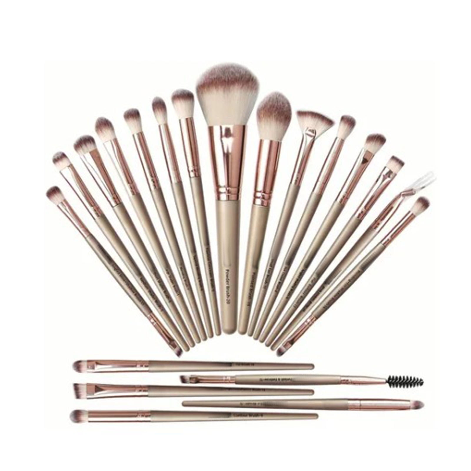 Kit Professionnel 20 Pièces De Pinceaux De Maquillage - Noir, Double Tête, Pour Tous Types De Peau