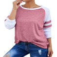 thumbnail image 3 of CHOK Women Stripe Stitching Short Sleeve Colorblock T-shirt, 3 of 7