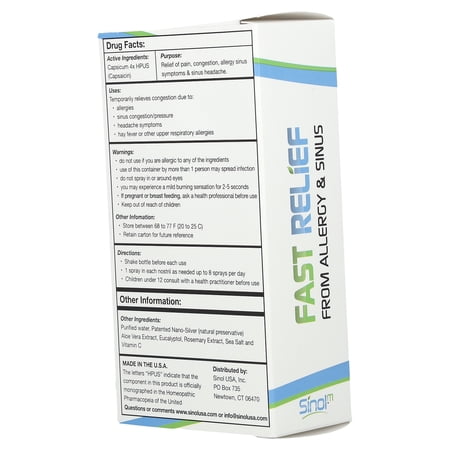 Sinol - Sinol-M All-Natural Allergy/Sinus Nasal Spray with MucoAd - 15 ml.