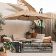thumbnail image 5 of FOROUTIA 10x10ft Thatched Cantilever Patio Umbrella, 360° Rotation Offset Umbrella with 4-Level Tilt, Double Top UV50+ Waterproof Outdoor Hanging Umbrella for Pool, Backyard, Garden,, 5 of 7