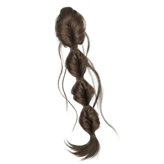 Synthetic Hair Bubble Twist Braid Clip On Ponytail Heat Resistant Fiber Natural Color Hairpiece Clip For Daily Use