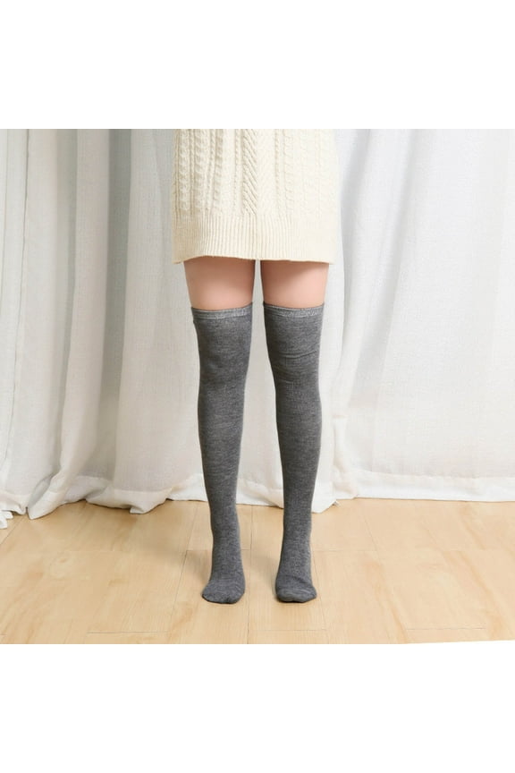 Women Gifts Solid Wild Knee-high Socks Casual Winter Warm Soft Lengthened Autumn Socks for Outdoor Travel