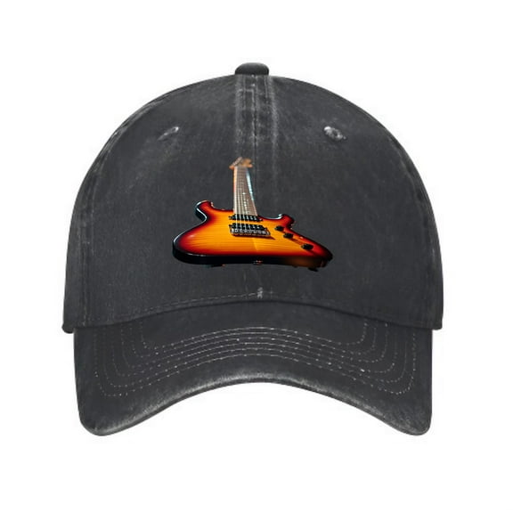 Vintage Cotton Washed Distressed Baseball Cap - Colorful Guitar Graphic Finish Adjustable Golf Dad Hat for Men & Women