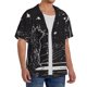 thumbnail image 2 of Balery Star Gazing Cat Illustration Camisa Casual de Manga Corta con Botones para Hombre, Texturizada, Estilo Cubano, para Playa, Verano-XX-Large, 2 of 5