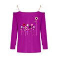 thumbnail image 3 of IROINNID Sales Women's Off-The-Shoulder Loose Comfortable Pullover Print Long Sleeve Trendy Blouses Tops,Hot Pink, 3 of 3