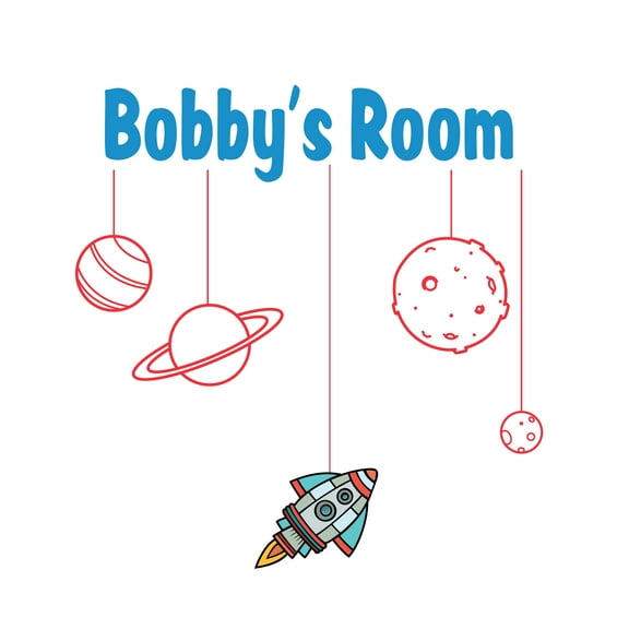 Space themed Vinyl Wall Decal - Personalized Vinyl Name Decals for Home Interior Design Nursery Room Decoration -Wall Art Removable Stickers - Size : 10" x 10".