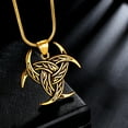 thumbnail image 6 of Jewmon Norse Viking Celtic Knot Necklace Triple Horn of Odin Pendant Charm 18K Gold Plated Viking Jewelry, 6 of 7