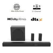 Hisense R652 5.1 440W output, Rear Surround Speakers, 6.5” Wireless Subwoofer Soundbar, Dolby Atmos and DTS Virtual X, Easy Connect