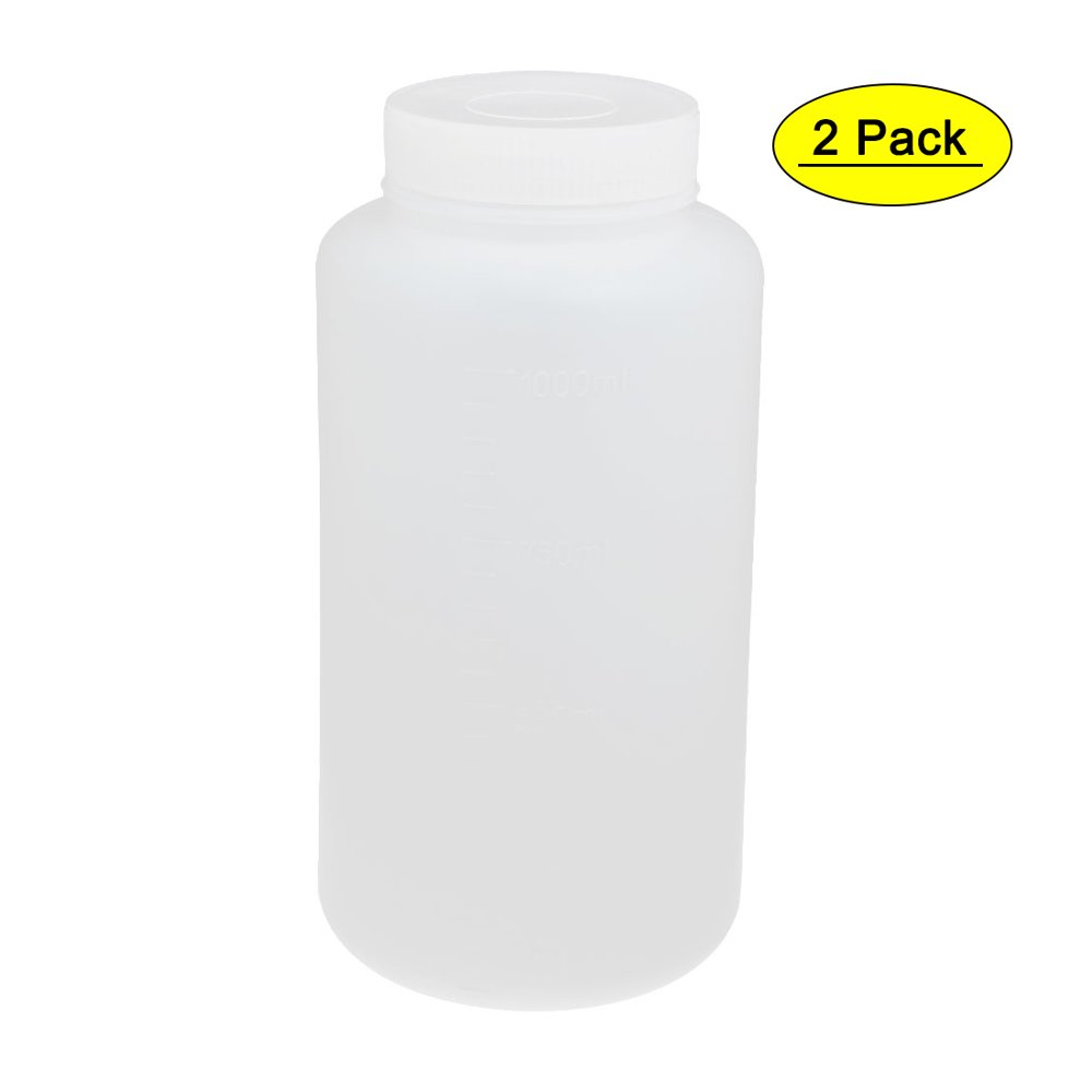 Unique Bargains 2pcs 1000ml PE Plastic Wide Mouth Sealed Liquid Storage